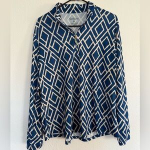 Sanwoleil Women's Blue Geometric Top Size XL